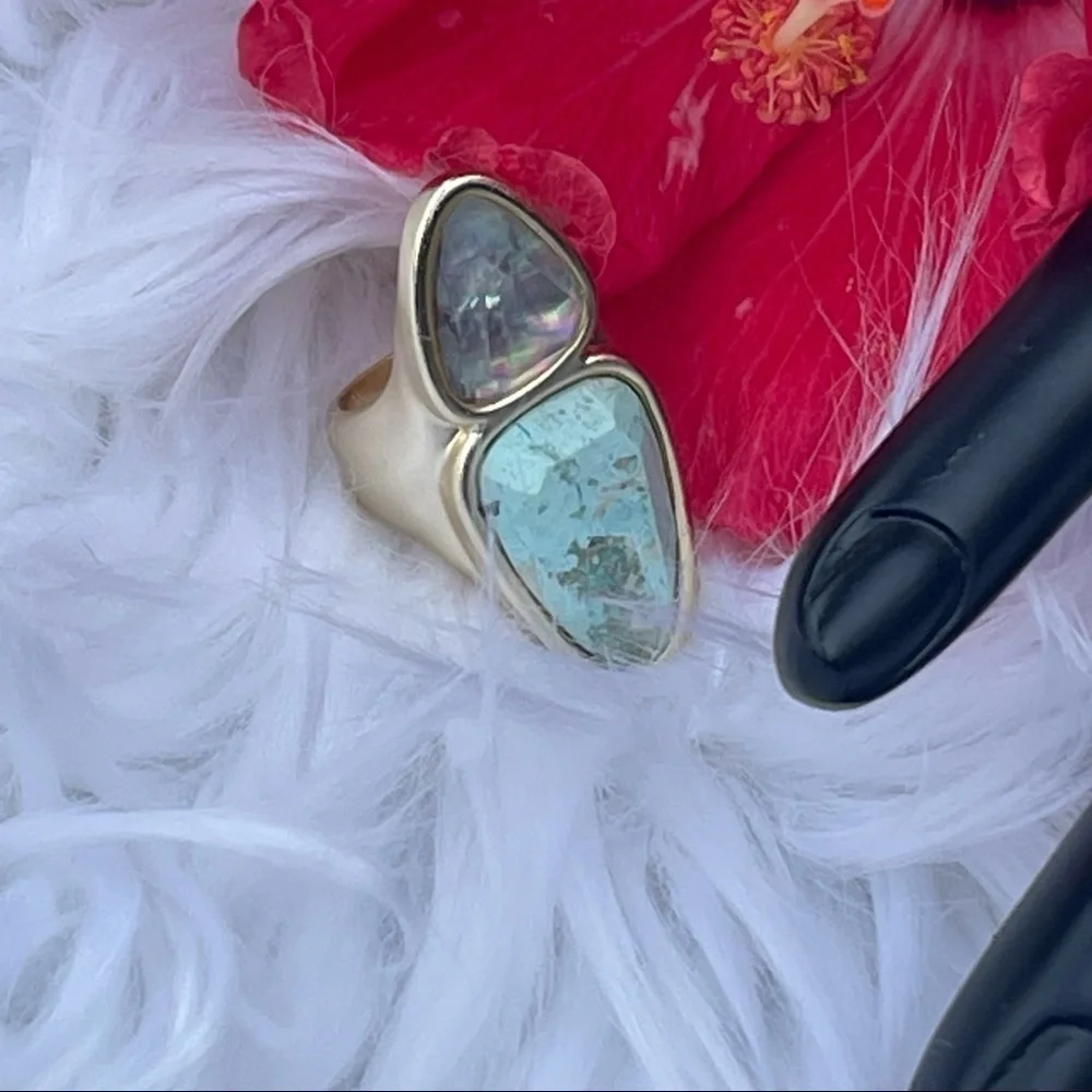 NWT Kendra Scott Margot 14K Yellow Gold Plated Stone & Glass Cocktail Ring